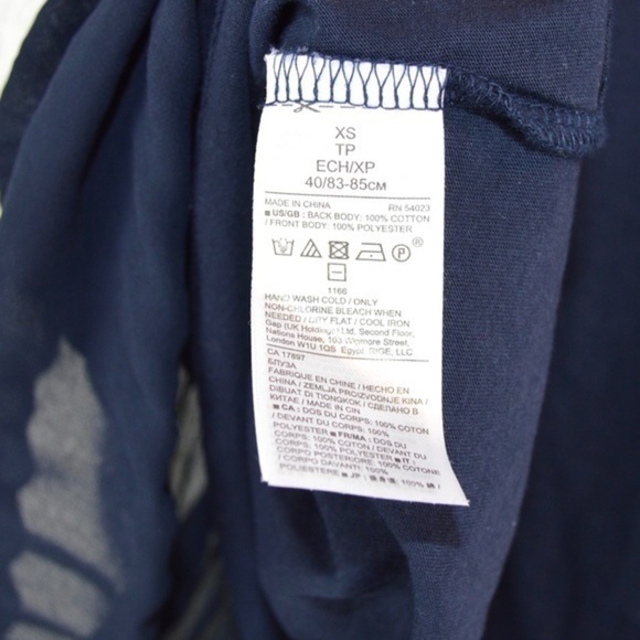 Banana Republic Navy Blue Ribbed Pleated Front V Neck Swing Tank XS - Picture 6 of 8